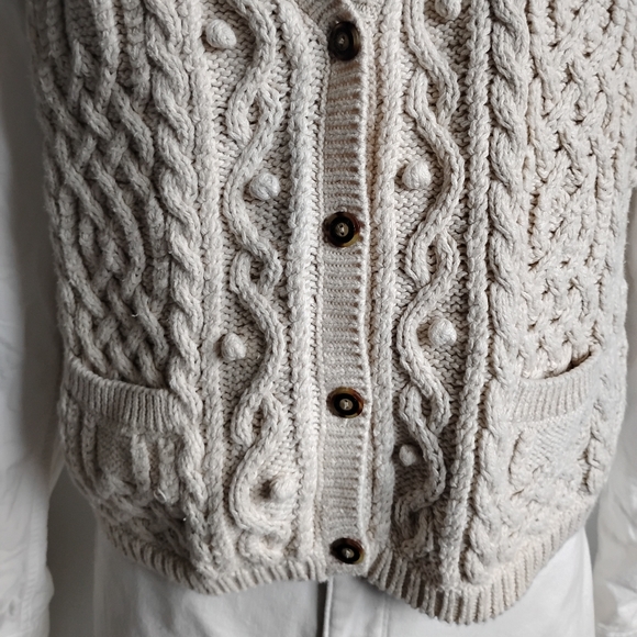 Liz Claiborne Cotton Aran Knit Sweater Vest Cream Classic Coastal Size Medium - Picture 4 of 9